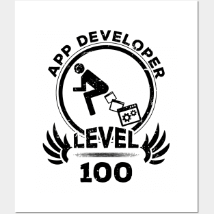 Level 100 App Developer Funny Programmer Gift Posters and Art